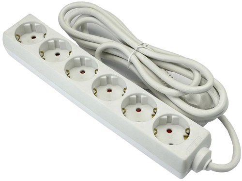 Enzo entac tcd ra 6-voudig 3meter snoer wit 6872621 afbeelding 1
