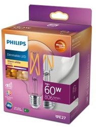 Philips LED Globe G95 E27 5,9-60W filament helder WarmGlow blister - 5103261