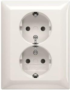 Busch Jaeger WIT inbouw stopcontact RA dubbel + kinderbeveiliging - 4694020