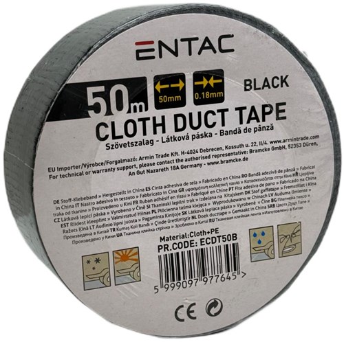 Entac Reparatietape 50mm rol 50m zwart - 4139544