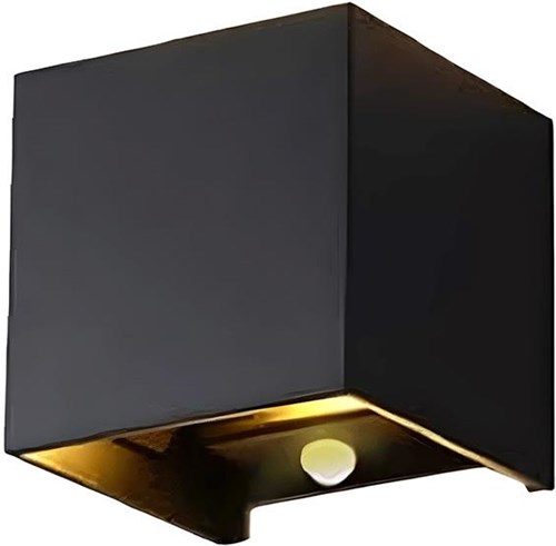 Enzo Led wandlamp 2x3w up&down vierkant zwart 2700k + sensor - 5082077