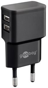 Goobay USB lader haaks dubbel 2,4A zwart - 9550140