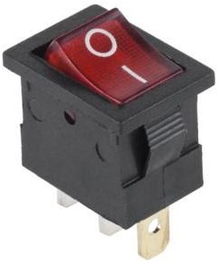 Enzo wipschakelaar 1p aan-uit klein zwart/rood verlicht 7430715