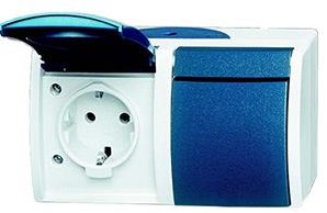Busch Jaeger swd opbouw stopcontact ra dubbel horizontaal blauw - 4696010 afbeelding