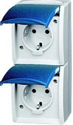 Busch Jaeger SWD opbouw stopcontact RA dubbel verticaal blauw - 4696020