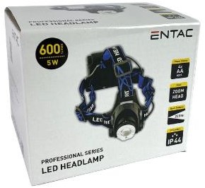 Enzo Entac LED hoofdlamp zoom 5W aluminium zwart 4xAA - 5700310