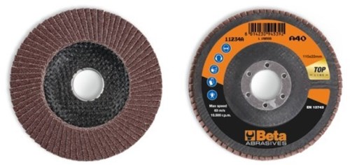 Beta 11234A 60 Lamellen slijpschijf met korund schuurmateriaal | glasfiber steunschijf | enkele lamel constructie | 10 stuks - 112340006 112340006