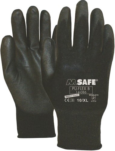 M-Safe Pu-Flex Werkhandschoen B 14-086 Zwart, M - 11408608 - 11408608