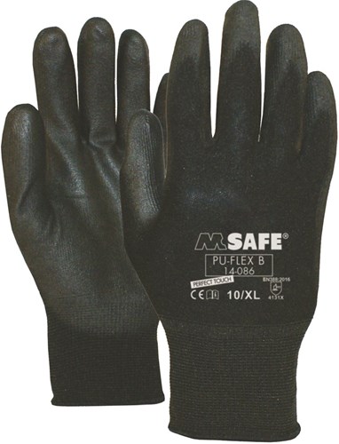 M-Safe Pu-Flex Werkhandschoen B 14-086 Zwart, S - 11408607
