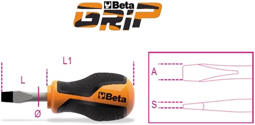 Beta Schroevendraaiers voor sleufschroeven korte uitvoering 1260N 4X30 - 012600103