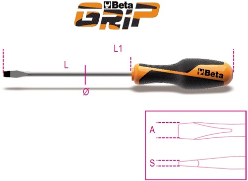 Beta Schroevendraaiers voor sleufschroeven 1260 4X125 - 012600033