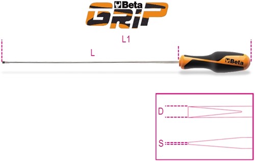Beta Schroevendraaiers voor verzonken sleufschroeven, lange uitvoering 1264L 3X300 - 012640206