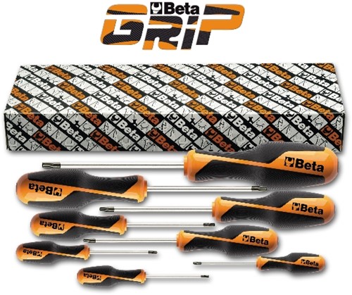 Beta 8-delig set schroevendraaiers voor Tamper Resistant Torx® schroeven, met handgreep (art. 1268RTX) 1268RTX/S8 - 012680307