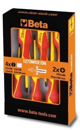 Beta 1273MQF/D6 Set van 6 dunne schroevendraaiers - 012730606 012730606