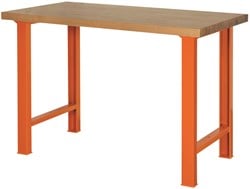 Bahco Werkbank | heavy-duty | met houten werkblad | 4 poten | oranje | 1800 mm x 750 mm x 1030 mm - 1495WB18TW