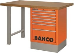Bahco Werkbank | heavy-duty | met MDF werkblad | ladeblok | 6 lades | 2 poten | blauw | 1800 mm x 750 mm x 1030 mm - 1495K6CBLWB18TD