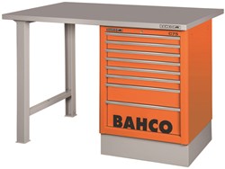 Bahco Werkbank | heavy-duty | met stalen werkblad | ladeblok | 7 lades | 2 poten | zwart | 1800 mm x 750 mm x 1030 mm - 1495K7CBKWB18TS
