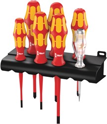 Wera 160 iS/7 Schroevendraaierset Kraftform Plus Serie 100 +  Spanningszoeker + Houder. Met gereduceerde klingdiameter, 7 -delig - 1 stuk(s) - 05006480001