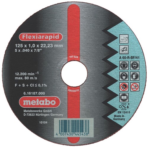 Metabo Accessoires Doorslijpschijf Ø 125x1,6x22,2 RVS Flexiarapid - 25 stuks - 616182000