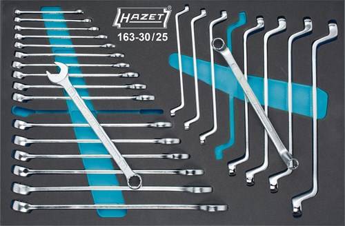 HAZET Ring-steeksleutel- / dubbele ringsleutelset 163-30/25 - Buitentwaalfkant profiel, Buitentwaalfkant tractieprofiel - 25-delig - 6 – 24