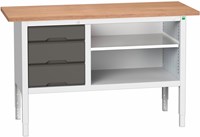 Bott Verso Verstelbare Werkbank | 1500x600x830-930mm | 3 Laden | 1 Schap | Multiplex | RAL 7016 - 16923012.19