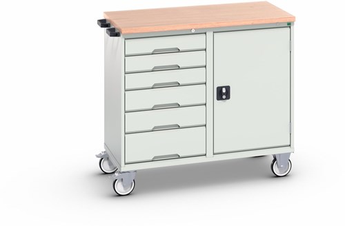 Bott Verso Mobiele Kast | 1050x550x965mm | 6 Laden | 1 Deur | Top Tray | RAL 7035 - 16927124.16