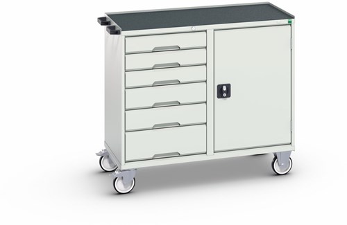 Bott Verso Mobiele Kast | 1050x550x965mm | 6 Laden | 1 Deur | Top Tray | RAL 7035 - 16927125.16