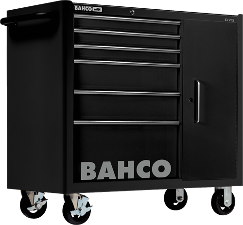 Bahco Gereedschapswagen 'classic' C75 40" met 6 lades en opbergkast zwart | 986 mm x 501 mm x 1100 mm - 1475KXL6CBLACK