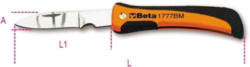 Beta Klapmes met inkeping voor draadstrippen, roestvast stalen lemmet 1777BM - 017770100