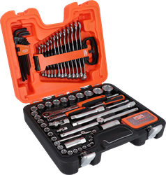 Bahco Doppenset 1/4" en 1/2" | omkeerbare ratels | zeskant | metrisch | inclusief ringsteeksleutels | inbussleutels en bits - 96-delig - koffer - S95
