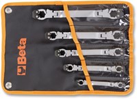 Beta 5-delig set te openen twaalfkant knik-ringsleutels in etui. Ideaal voor leidingwerk 187/B5 - 001870050