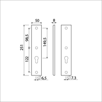 AMI Langschild 251/50/8 Zkrg Profielcilinder 72 F-1 R6,5/R7,3 - 215146-2