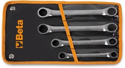 Beta 4-delig set platte ringratelsleutels met twaalfkantring (artikel 195AS) in etui 195AS/B4 - 001950654