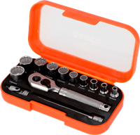 Bahco 1/4" Dopsleutelset met vierkantaandrijving en metrisch zeskantprofiel | 13 stuks - S13MC10.5-3