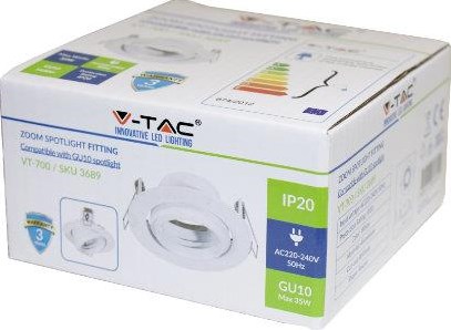 V-Tac Inbouw spot verstelbaar 50mm rond wit 5013315-2