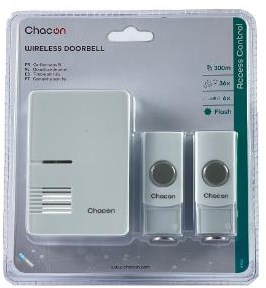 Enzo Chacon Draadloze deurbel 100m + 2x drukknop wit - 8415030-2