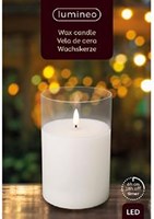 LED flakkerkaars in glas 10x15cm wit - 5509680-2