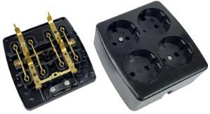 Enzo Tafelcontactdoos RA 4V vierkant ZWART PQ 6871920-2