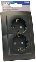 Kopp Paris mat zwart inbouw stopcontact RA dubbel - 4625320-2