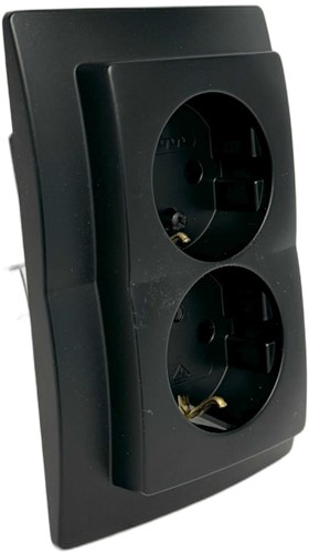 Kopp HK05 mat zwart inbouw stopcontact RA dubbel - 4621720-2
