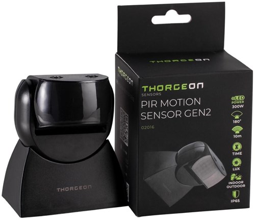 Thorgeon Bewegingsmelder opbouw wand 180 graden IP65 verstelbaar zwart - 3900505-2