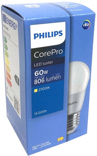 Philips Philips LED kogel 5,5-40W E14 827 P45 helder - LED3340-2