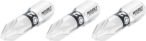 HAZET Bit 2216N-PZ2/3 · 1/4 inch (6,3 mm) zeskant massief · Pozidriv-profiel PZ · 3-delig · SW PZ2