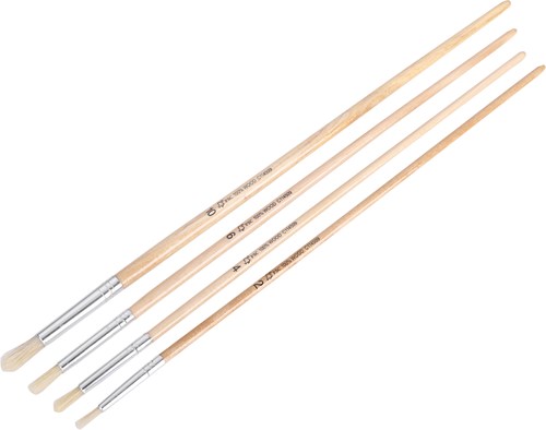 Copenhagen Pro ronde lyonpenselen set - maat 2-4-6-10 - wit Chinees varkenshaar - FSC gelakte houten steel - 4-delig - 23.149.50
