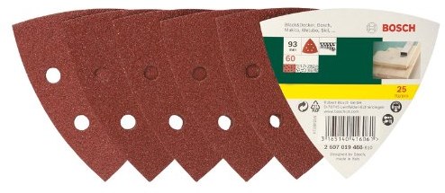 Bosch Accessoires 25-delige schuurbladenset voor deltaschuurmachines, korrel 60 - 2607019488