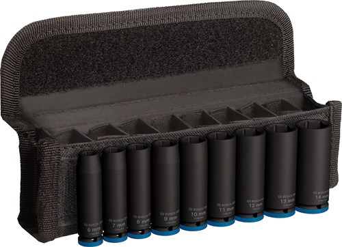 Bosch Accessoires 9-delige Krachtdoppenset 50 mm | 6, 7, 8, 9, 10, 11, 12, 13, 14 mm - 2608003035