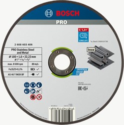 Bosch Accessoires Doorslijpschijf recht Expert for Inox - Rapido AS 46 T INOX BF, 180 mm, 22,23 mm, 1,6 mm 1st - 2608603406