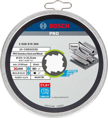 Bosch Accessoires X-LOCK Slijpschijfblik 10x Standard for Inox 10x115x1x22.23mm, recht - 1 stuk(s) - 2608619266-2