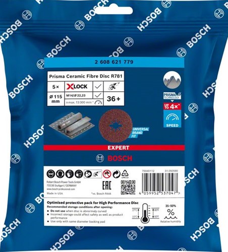 Bosch Accessoires Expert R781 X-LOCK keramische prisma-fiberschijf 115 mm, 22,23 mm, K36 - 1 stuk(s) - 2608621779-2