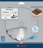Bosch Accessoires Cirkelzaagblad ACCU Standard for Wood 184x16x1.6/1.1x16T - 2608837697-2
